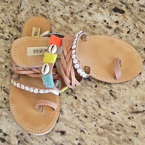 Steve Madden Tan Sandals with Multicolor Accents